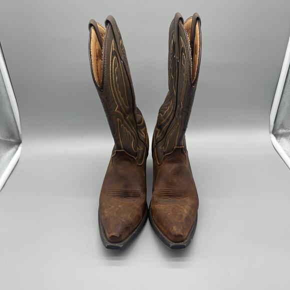 Laredo Lea Vamp Boots Womens 7.5 M Brown Embroidered Leather Western Cowboy - Picture 2 of 8